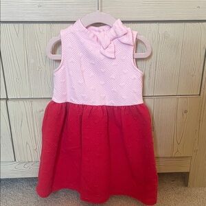 Janie and Jack Pink and Red Textured Heart Dress 3T
